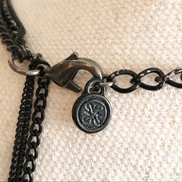 Navy Blue Jewel Beaded Double Layered Necklace with Gun Metal Chain - Picture 9 of 12